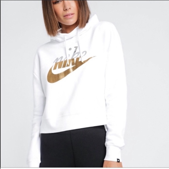 nike hoodie white and gold